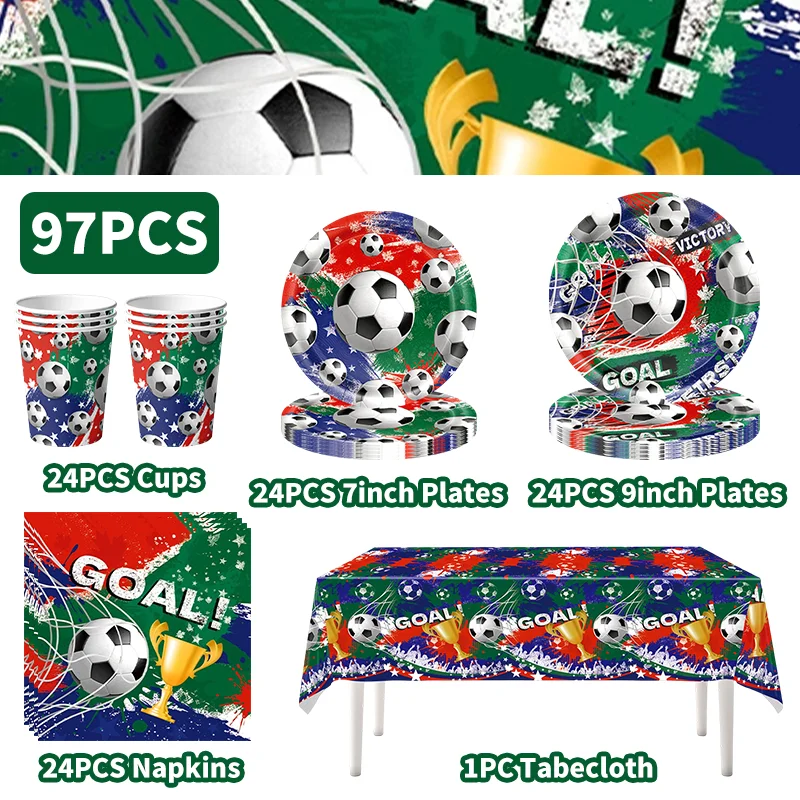 Soccer Theme Disposable Tableware Soccer Party Paper Plates Napkins  Cup Football Theme Birthday Party Decoration Favor Supplies