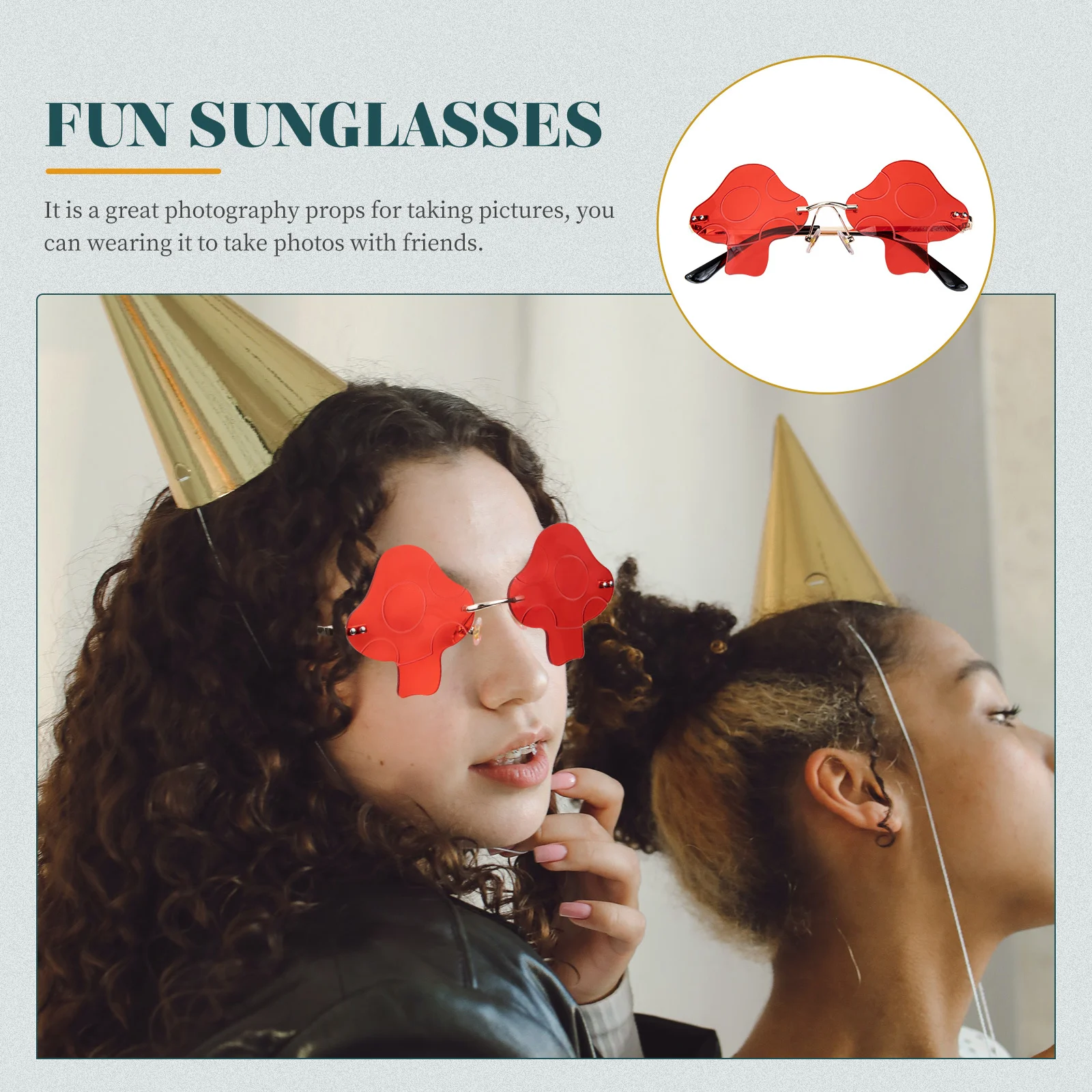 

Mushroom Sunglasses Rimless Irregular Fashion Glasses Creative Party Sunglasses Summer Eyewear for Women Men Frameless Glasses