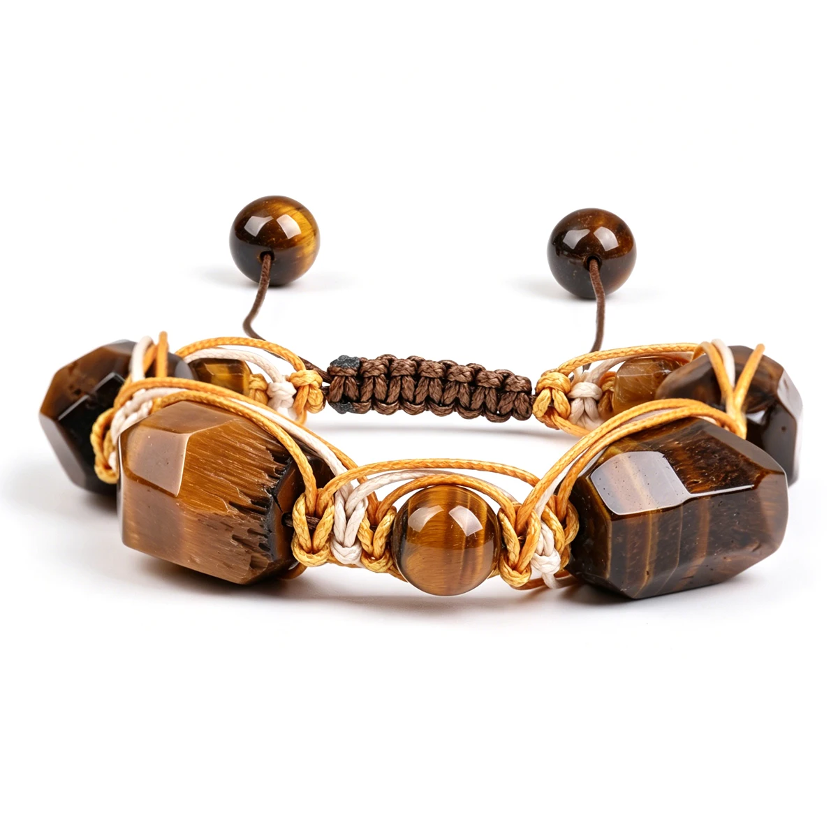 Herren-Armband aus Natürlichen Edelsteinen: Energiestein Tigerauge, Obsidian, Gelber Kristall, Handgefertigter Männerschmuck als Geschenk – Detail 19