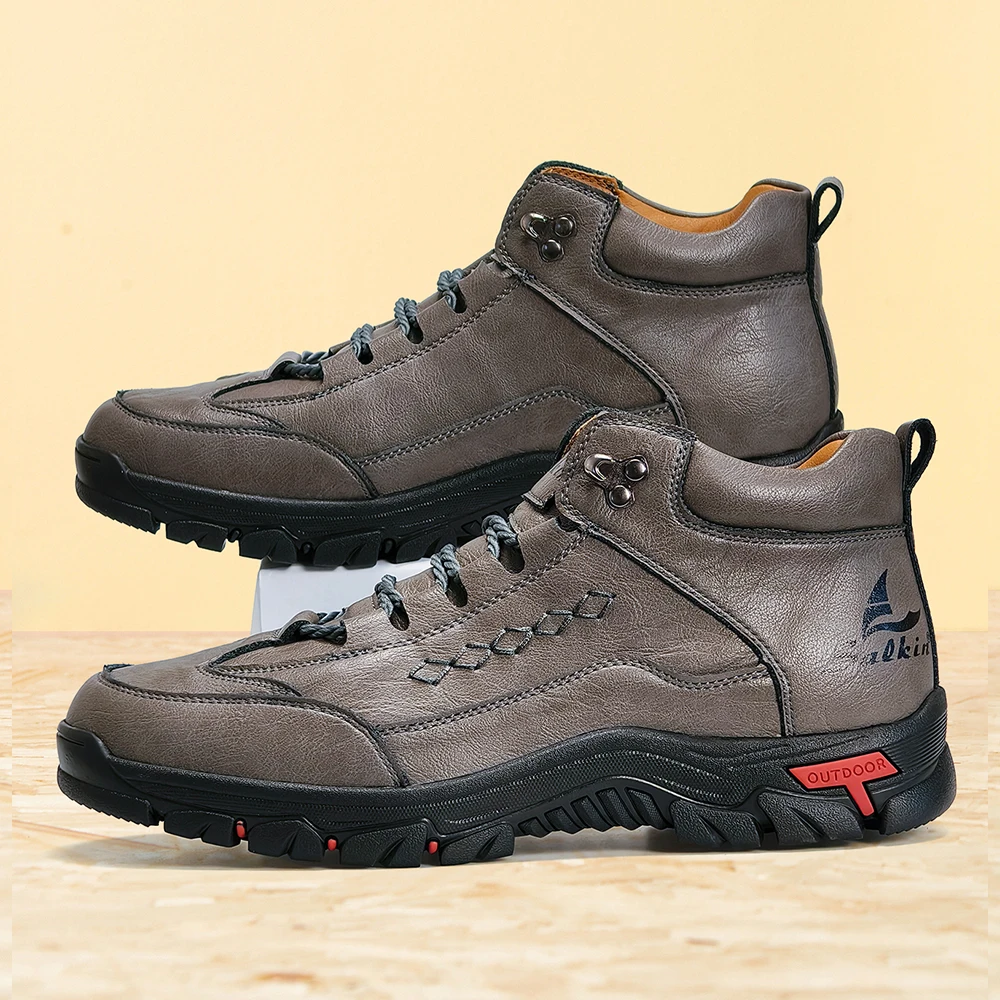 Handmade ผู้ชายรองเท้าฤดูหนาวรองเท้าหนังลําลองรองเท้าผ้าใบเดินป่ากลางแจ้ง PLUS ขนาดชาย Hombres Botas ข้อเท้ารองเท้า Anti SLIP