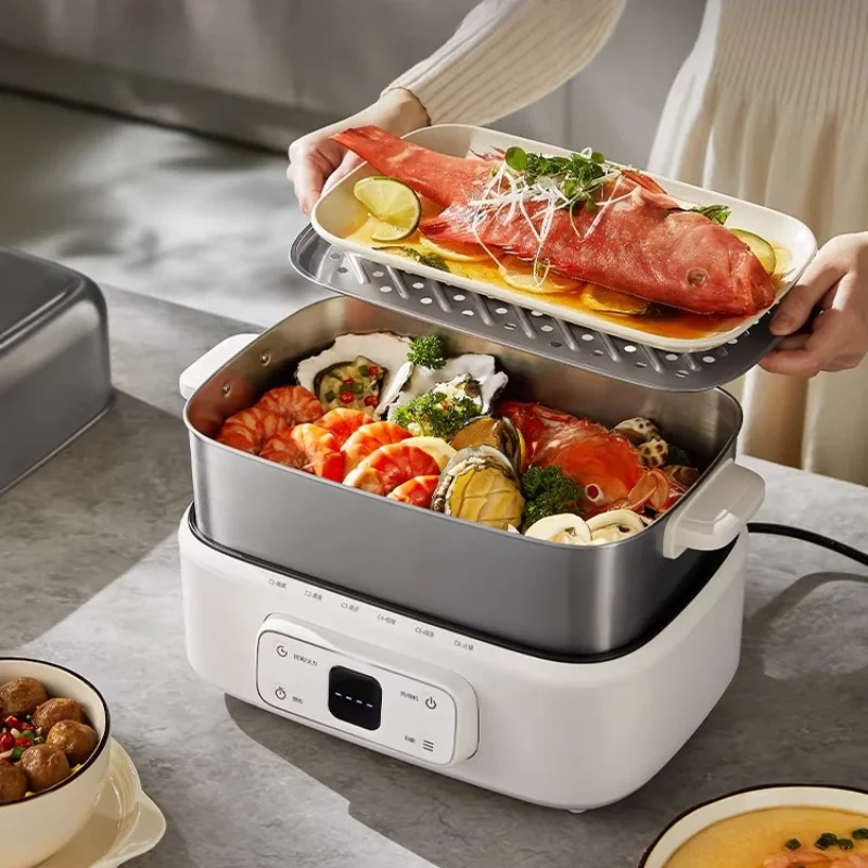 New 3-Layer Multifunctional Electric Steamer Reservation Stainless Steel Steamer Stew Steam Boil Breakfast Machine for Home