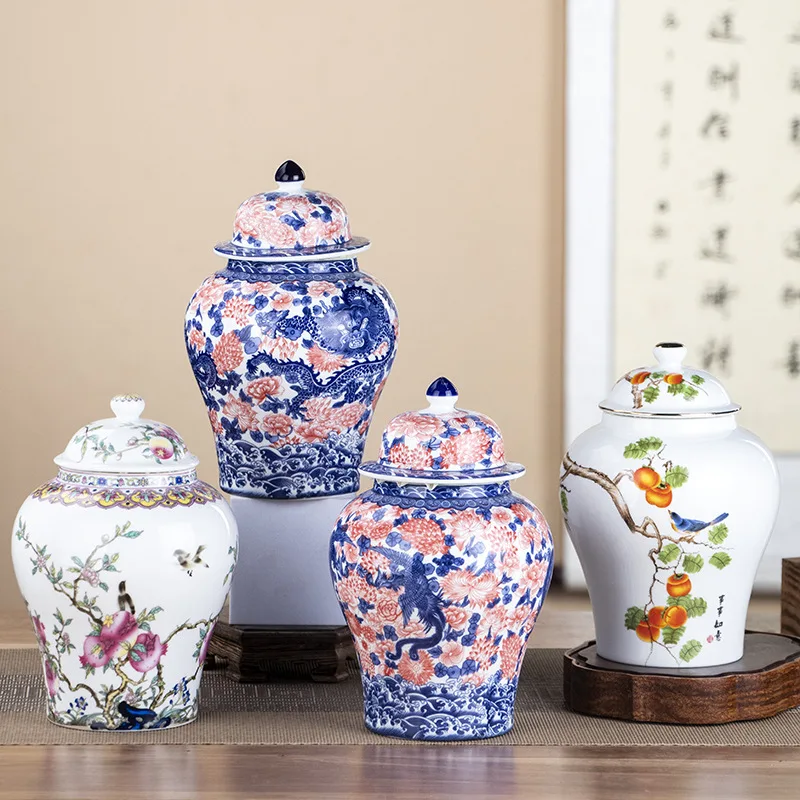 

Сине-белая фарфоровая герметичная банка, настольная керамическая загальная банка, ваза, домашняя влагостойкая коробка для хранения орехов и кофейных зерен