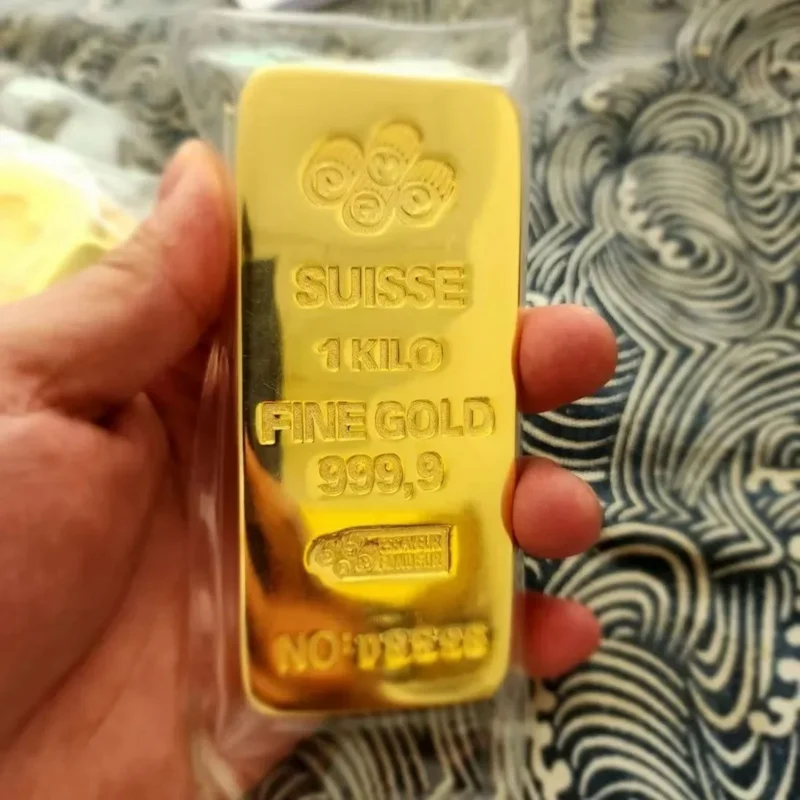 1:1 Copy Switzerland 1 kiloan/400g 24k emas Bar emas emas emas batangan replika Swiss Bullion perhiasan toko Bank tampilan anti-maling sampel