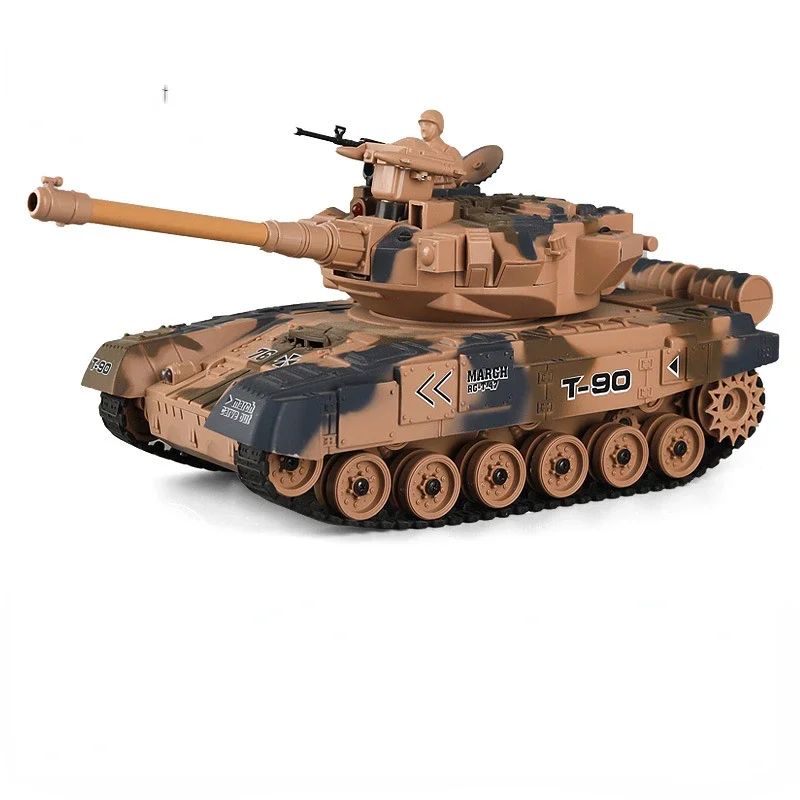 T90 RC Tank 300° Rotation Turret Electronic Remote Control Music Tank with LED Up and Down Gun Barrel Sing Song USB Chargeable