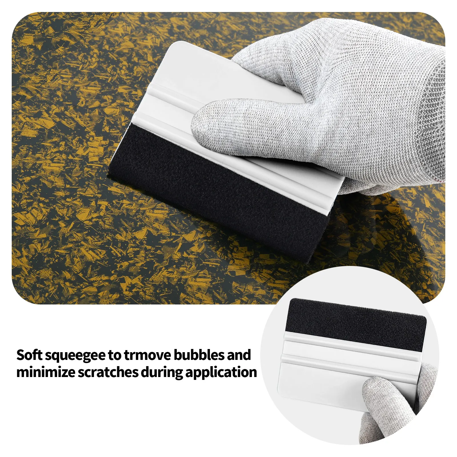 DCHOA Vinyl Wrap Squeegee Felt Edge Scraper Plastic Car Wrapping Tool for Sticker Film Installation Window Tint Bubble Removal