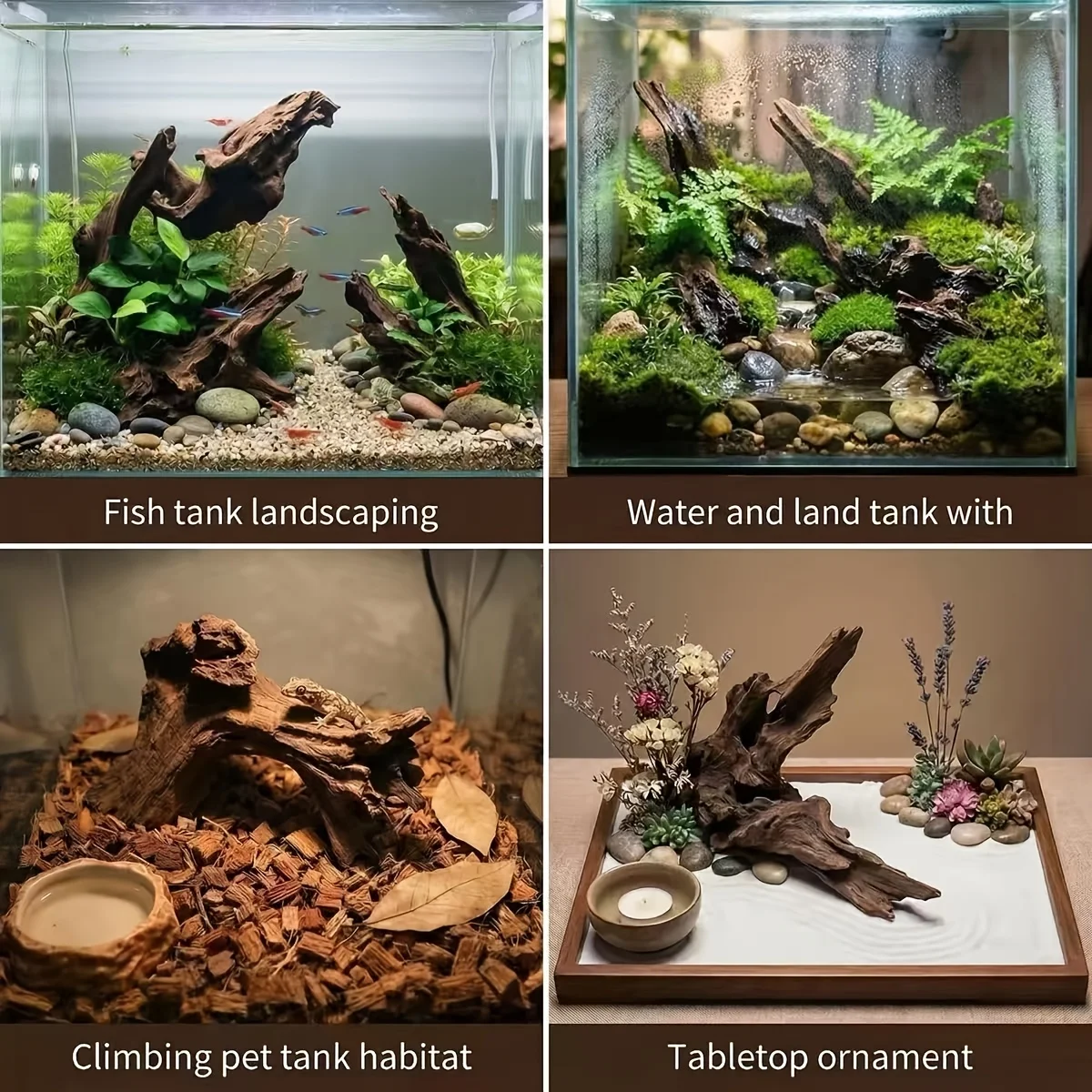 8 Stück (5,01–10,02 cm) Aquarium-Landschaftsgestaltungswerkzeug, für Fischbecken, Reptilienbecken und Terrarien, kleines Treibholz für Aquarien zum Klettern – Detail 8