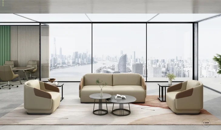 Modern Square Convertible Leather Office Reception Sofa Set With Metal Base, Suitable For Hotels, Schools, Hospitals, Warehouses