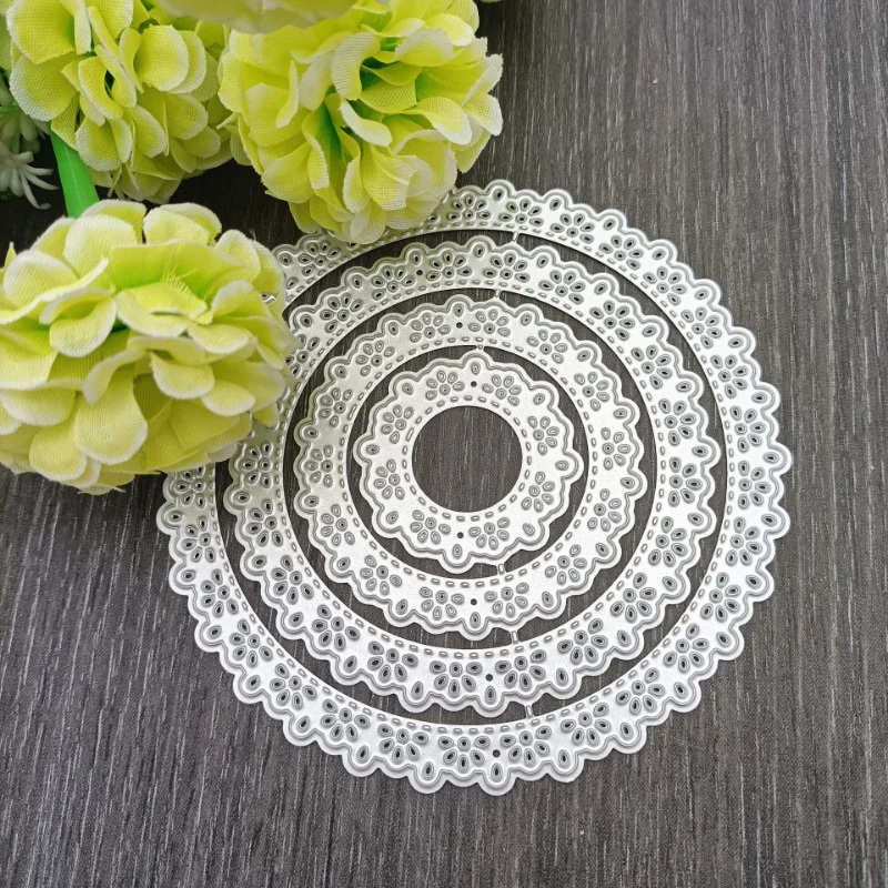 Round Lace Card Curves Border Metal Cutting Dies for DIY Scrapbook Cutting Die Paper Cards Embossed Decorative Craft Die Cut