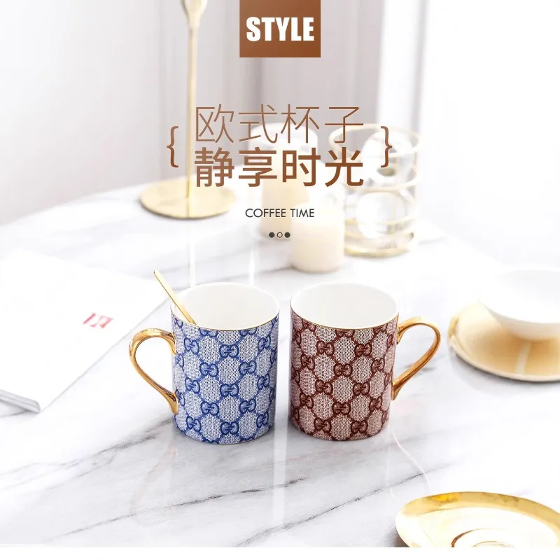 

European Style Creative Ceramic Mug Gold Rim Milk Tea Cup Home Coffee Cup Elegant Daily Drinkware
