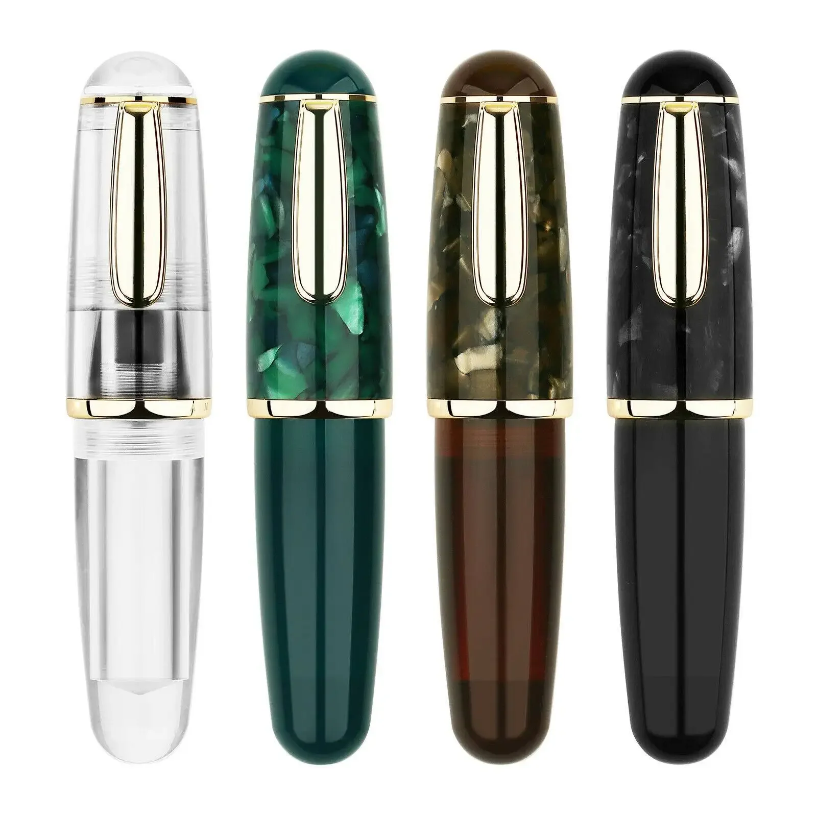 Majohn Q1 Resin Fountain Pen Short Pocket Pen Portable writing Ink Pen Iridium EF/F Nib Mini Eyedropper students Gift Pen boxed