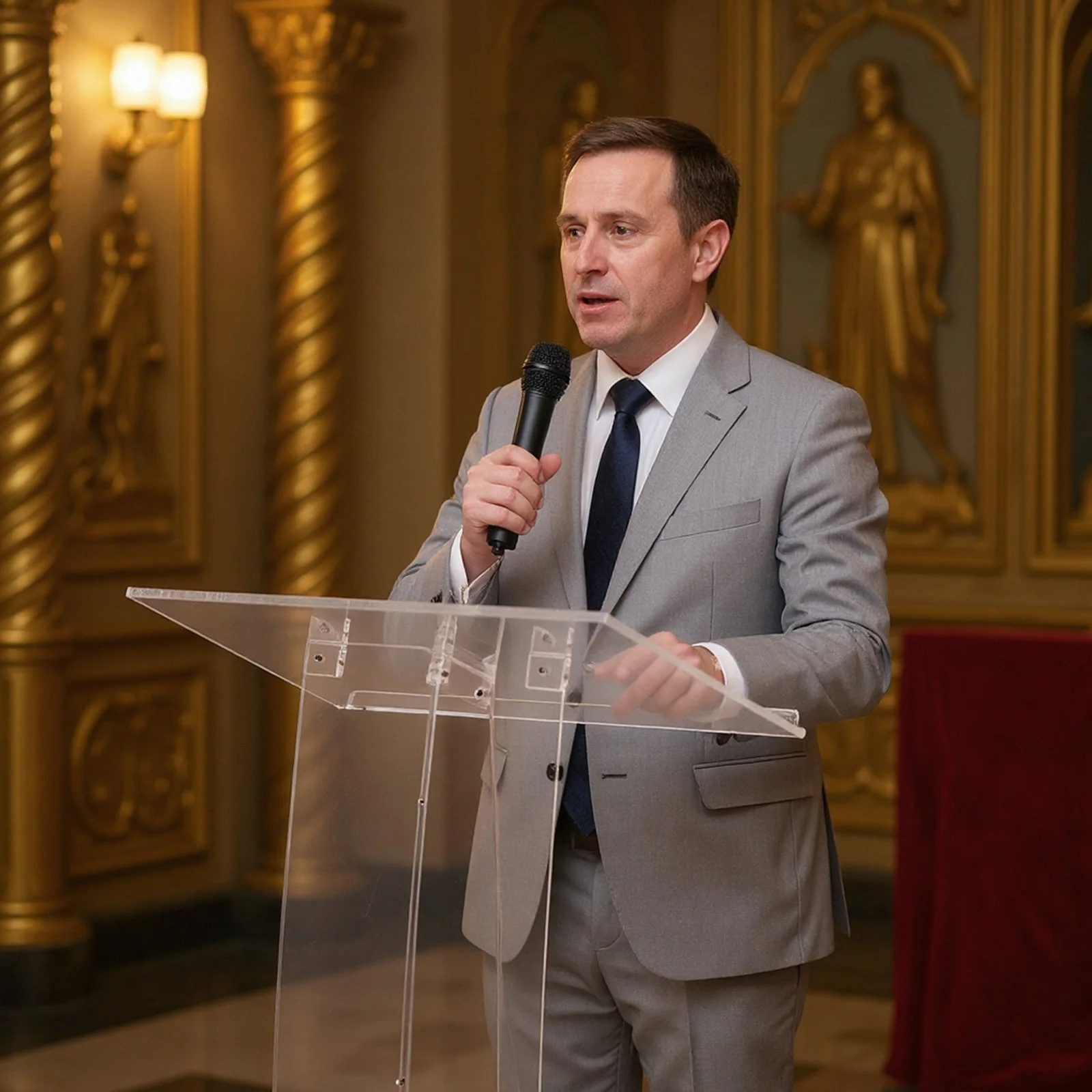 Pódio de acrílico transparente, púlpitos e podiums de 43,31 polegadas com armazenamento para falar pública, igreja, escola, escritório