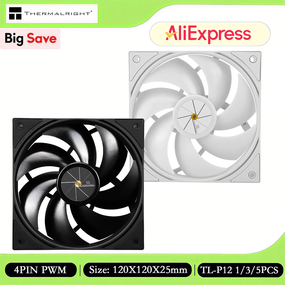 

Thermalright TL-P12 1/3/5PCS Вентилятор для корпуса компьютера, ARGB-вентиляторы 120 мм, высокая производительность/снижение шума/снижение вибрации/скорость 1500 об/мин