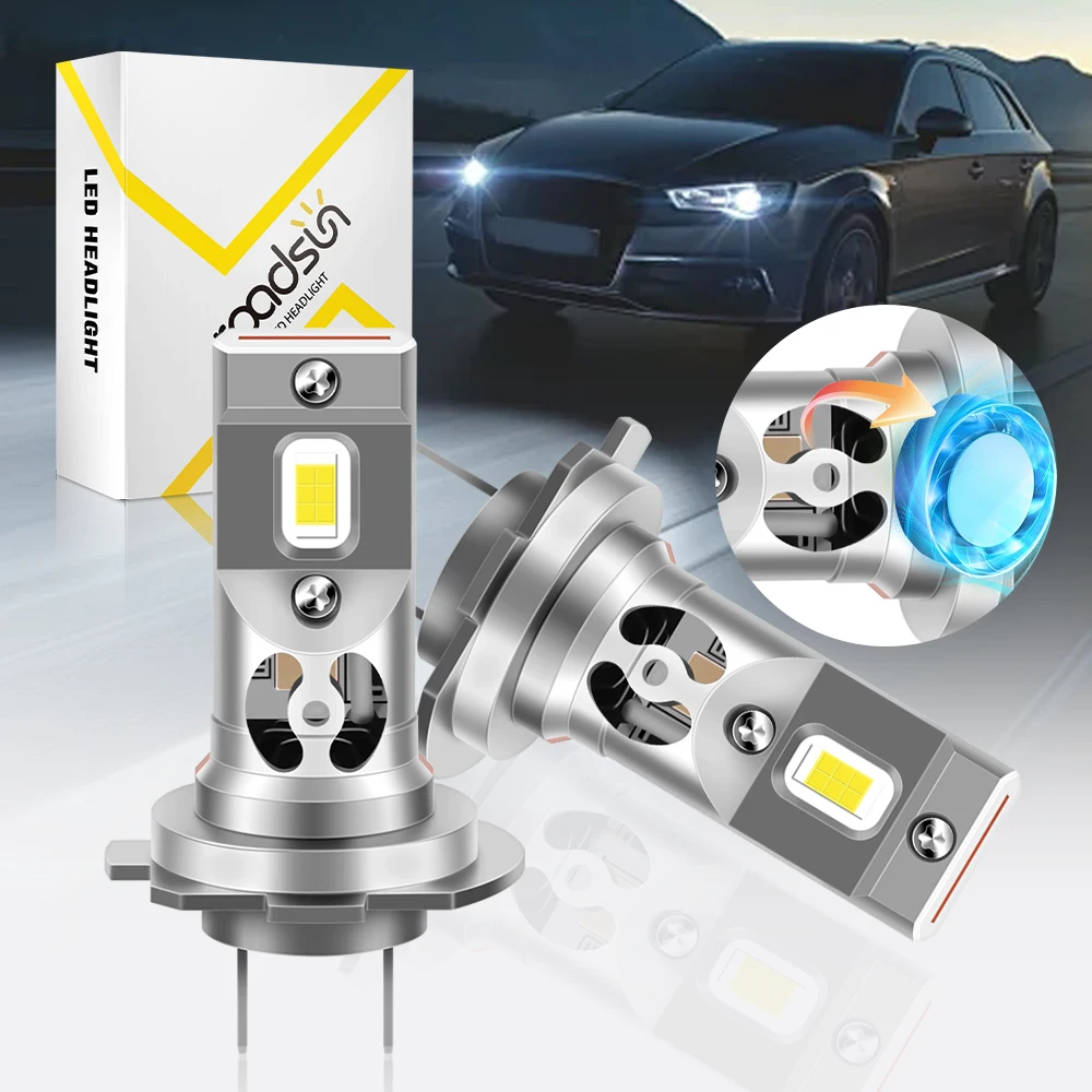 

2Pcs H7 H4 LED CANBUS Lights 30000LM HB3 HB4 H11 H9 H8 9005 9006 Mini Fog Lamp CSP Wireless Car Headlight Bulbs 6000K with Fan