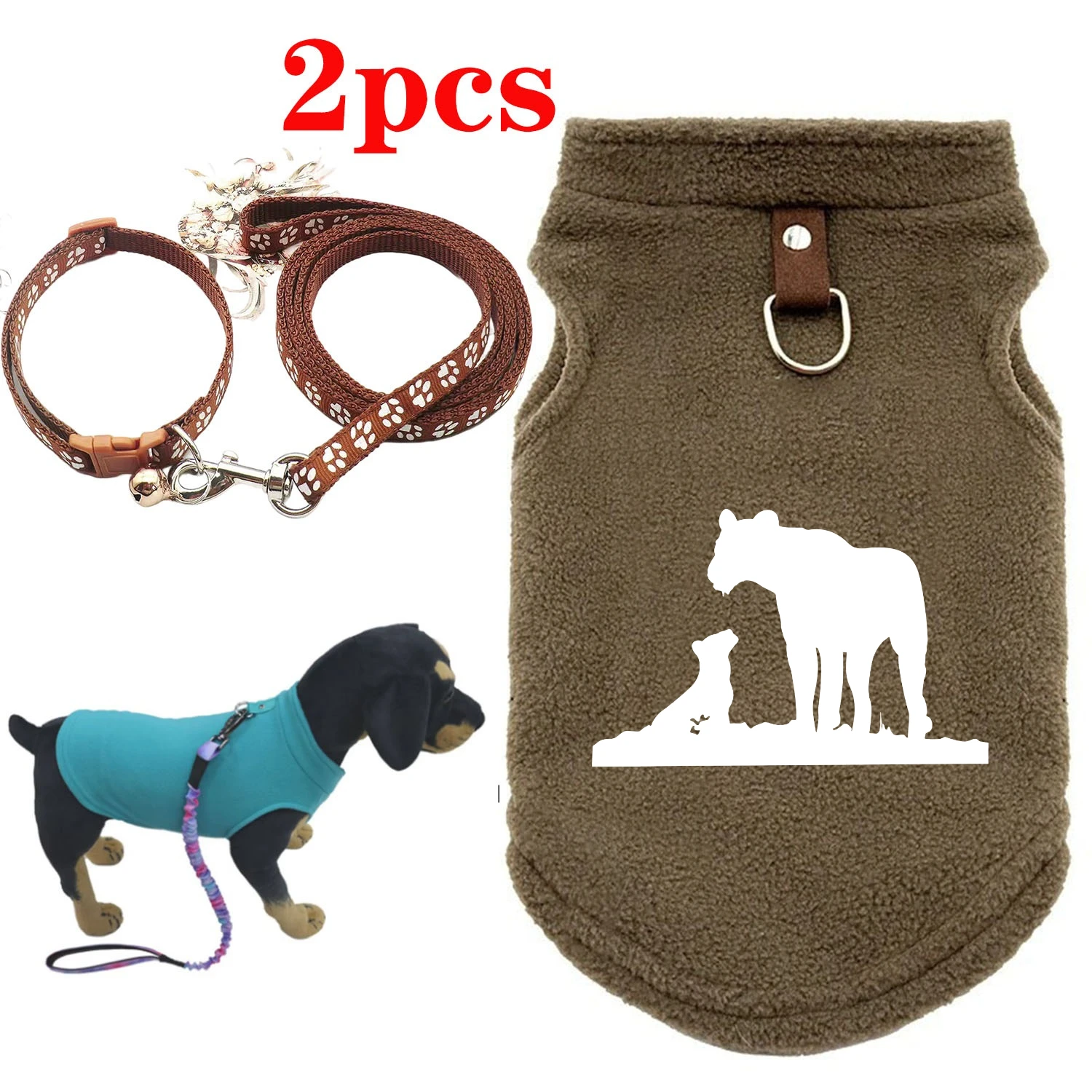 2 Stück Winter Weiche Fleece Hundekleidung Welpenbekleidung Französische Bulldoggen-Jacke Mops-Kostüme für Kleine Hunde Chihuahua-Weste Yorkshirter