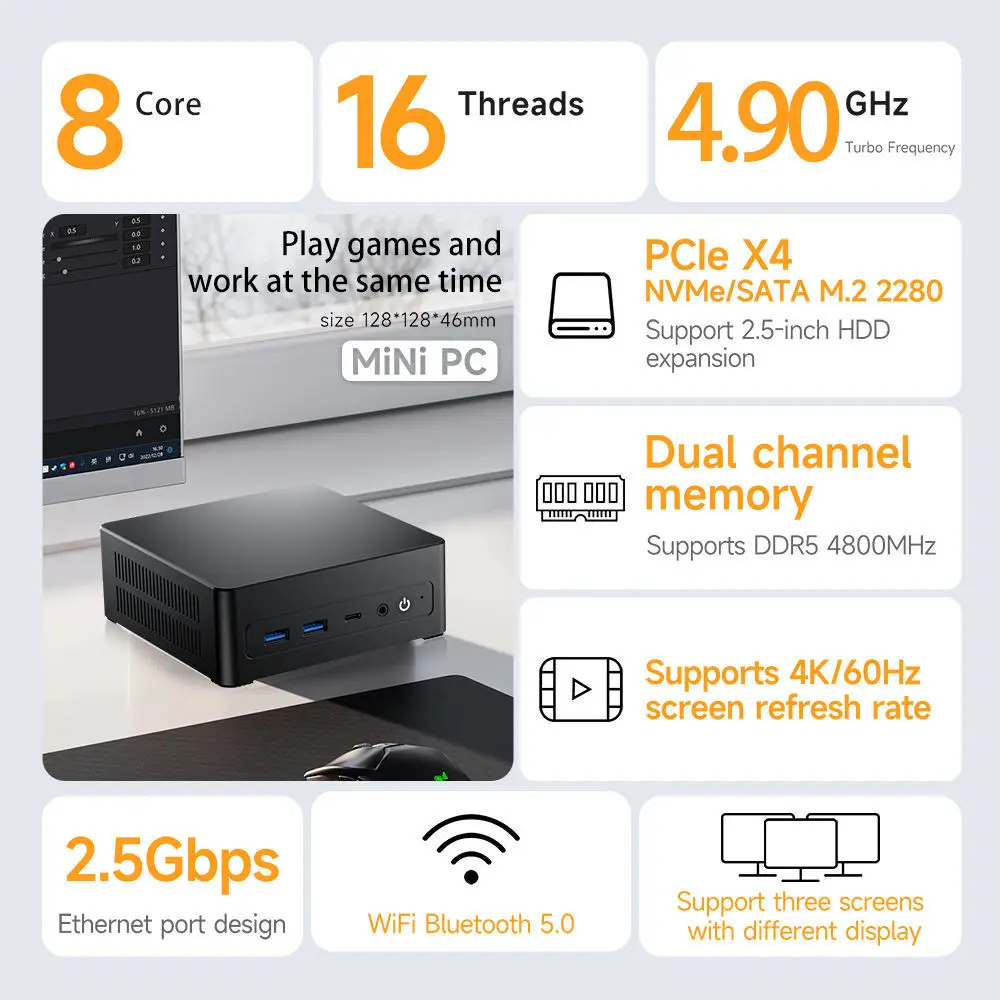 2025 nuovo host Ryzen R7-6800H mini host mini computer 16 GB 32 GB RAM 512 GB 1 TB SSD Mini PC