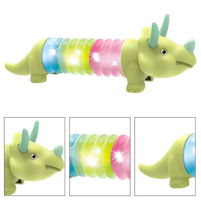 DIY Luminous Pop Tubes Fluorescent Color Stretched Creative Dinosaur Tube Corrugated Telescopic Tube Vent Toy