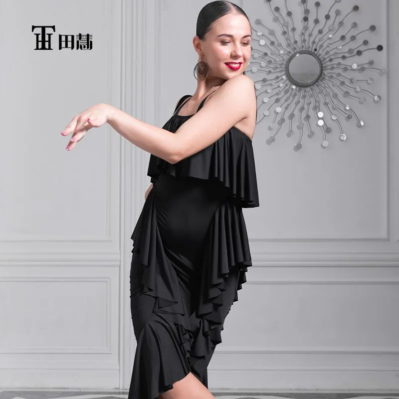 Customized Customized Latin Dance Wear Pleated Cross Dress Performance Dress Competition Dresses Exam Costumes Practice Clothes L426 - Aliexpress Deal