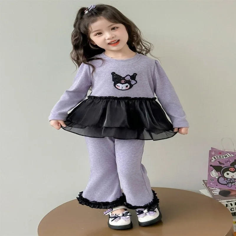 

Kawaii Kuromi Sanrio Students Cute Cartoon Long Sleeve Sportswear Comfortable Warm Pants Children Hoodie Birthday Gift for Kids