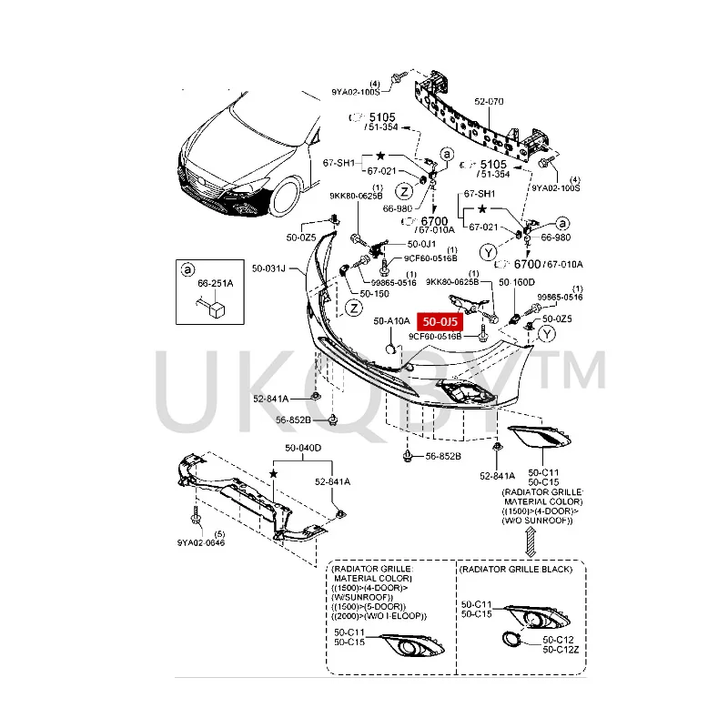 BKC3500T1 BKC3500U1 Suitable for Ma zd a 3 Axela Front bumper bracket buckle lifting ear