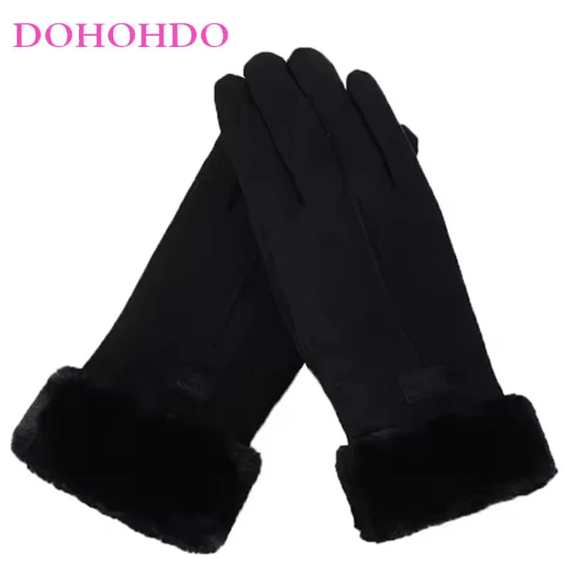 

Skiing Ladies With Warm Gloves In Autumn Winter Plugging Thickening Windproof Waterproof Black Gloves Cycling Motorcycle Gloves