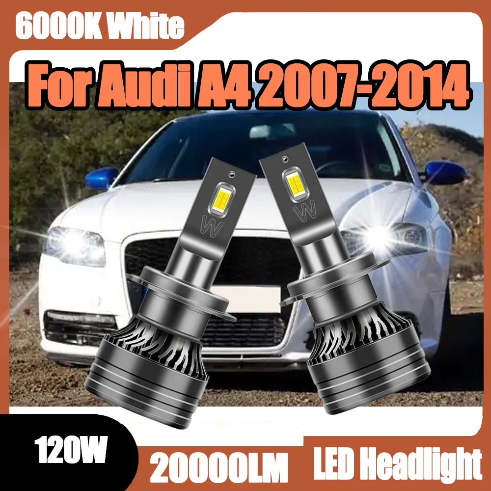 

2PCS Canbus No Error 120W H7 Car Headlight 20000LM LED Headlight 6000K White LED Headlamp 3570 CSP Chips For Audi A4 2007-2014