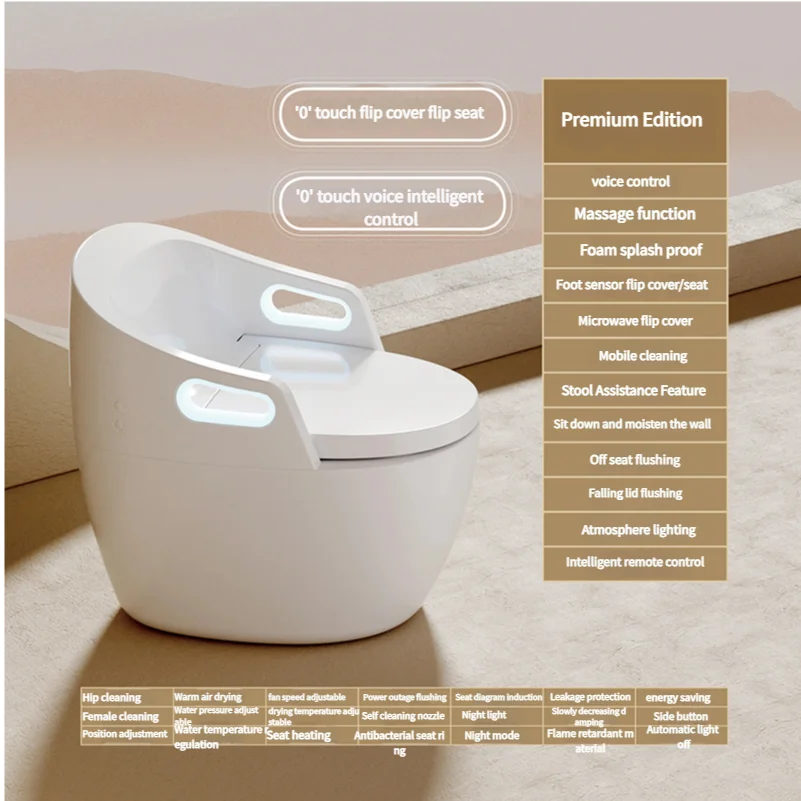 Safety-Enhanced Intelligent Smart Toilet With Support Handles Big Size Auto Open Fully Automatic For Elderly Or Pregnant Women - view 5