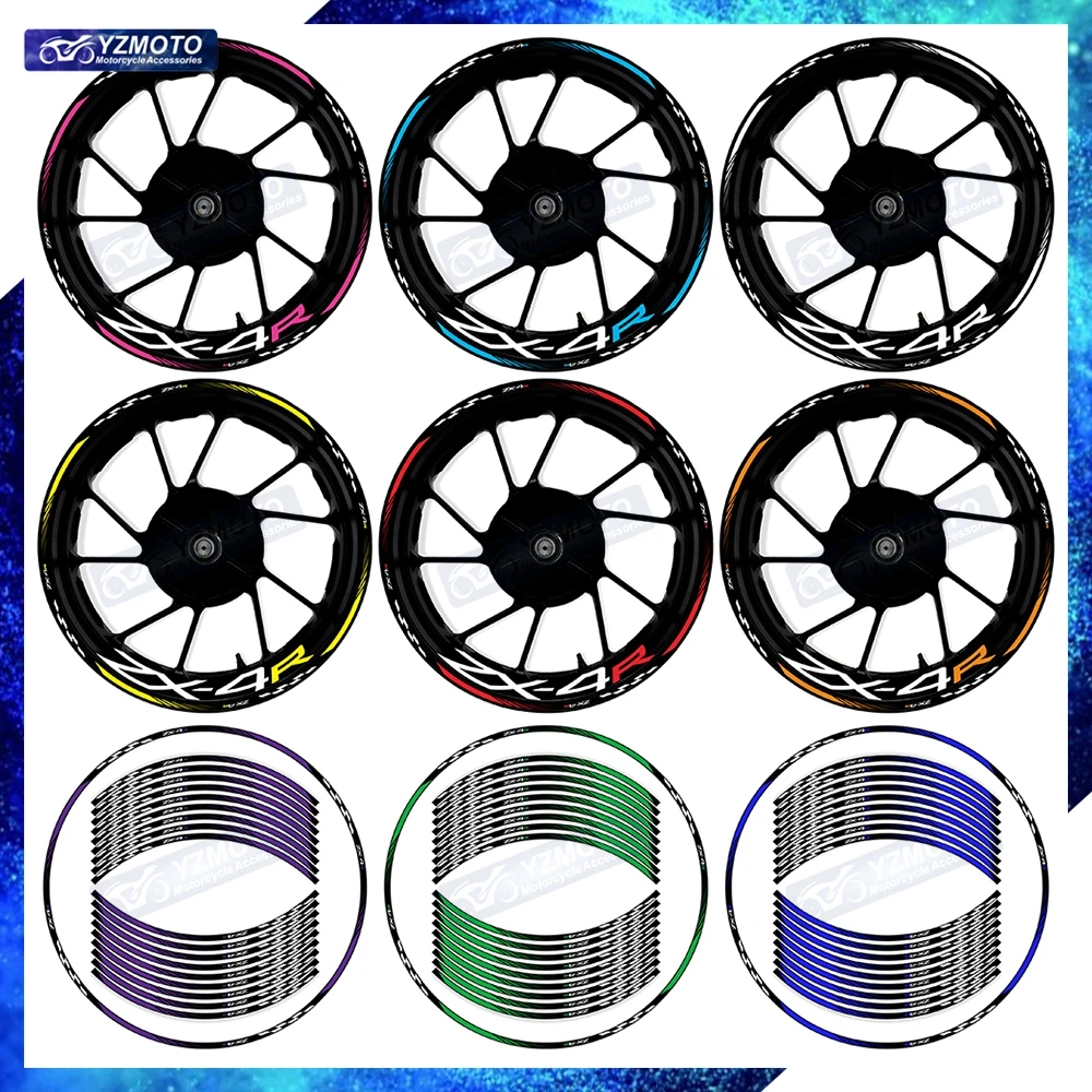 

For ZX-4R ZX4R Motorcycle Accessories Decorate Front And Rear 17 Inch Wheel Hub Sticker Decal Waterproof Reflective Rim Stickers