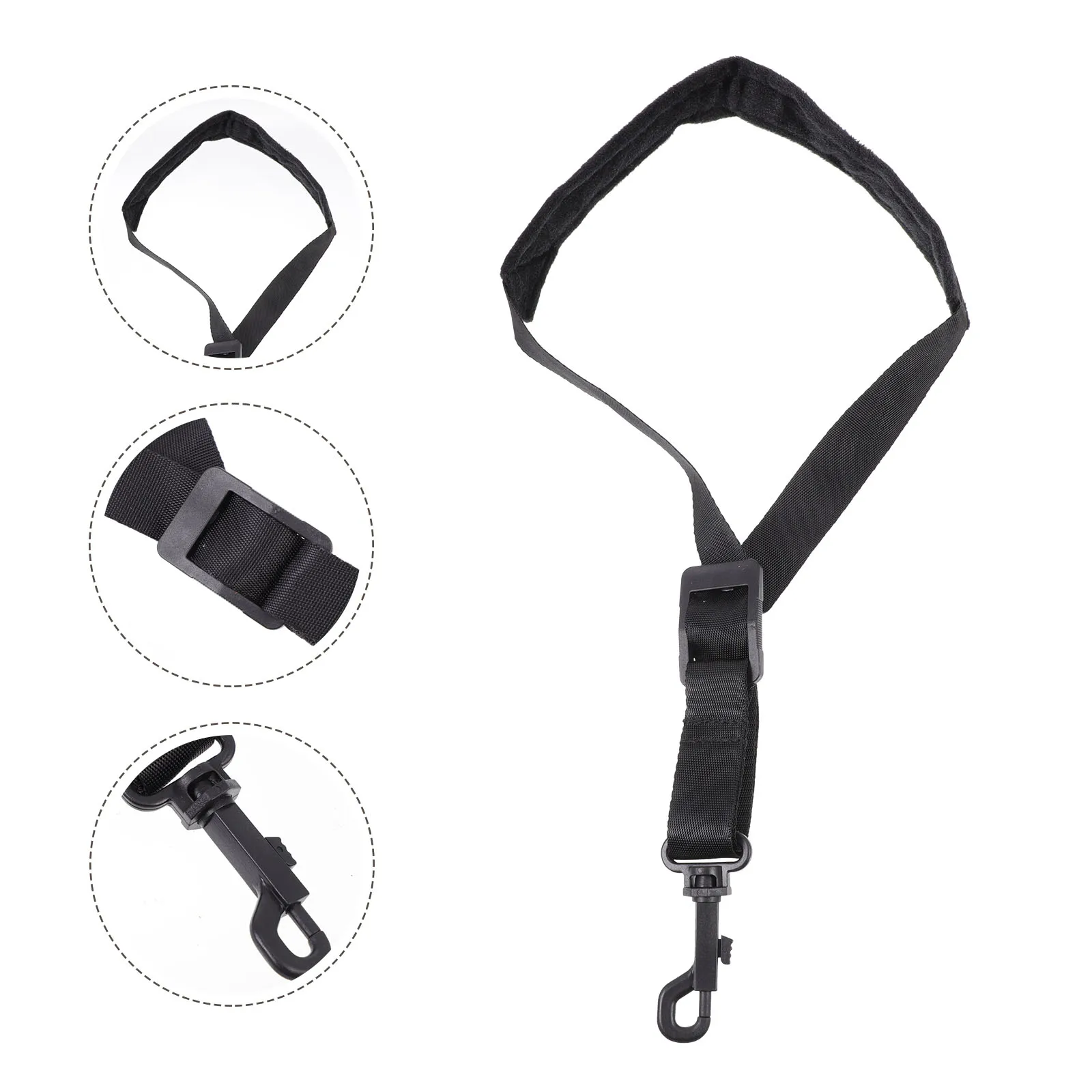 

1pc Saxophone Single Shoulder Strap Thick Cotton Neck Strap Universal Fit Durable Adjustable Black Instrument Accessory Belt