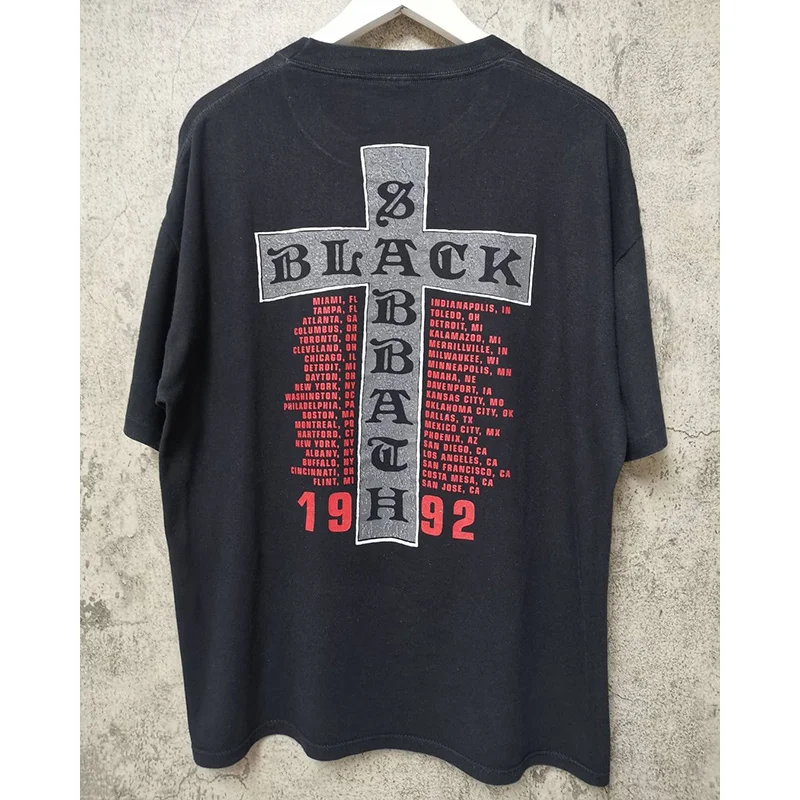 

Retro Loose Oversized Short-sleeved T-shirts for Both Men and Women, Pure Cotton Black, Sabbath Heavy Metal Rock Band