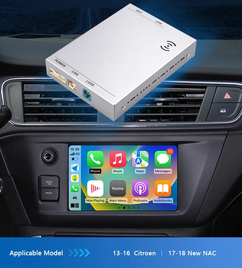をnew wifi無線アップルcarplay androidの自動プジョー & シトロエンsmeg & mrnナック208 308 508 3008 & C4 DS3 DS5カーモニターサポートリバースカメラ
