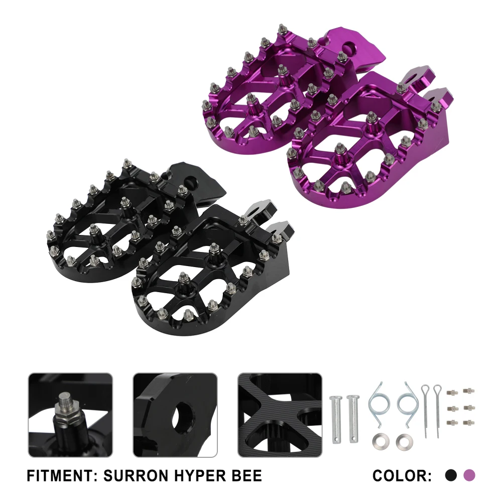 Motorcycle Pair Foot Pegs with spring and teeth 6061 Aluminum motorcycles accessories For SURRON hyper bee