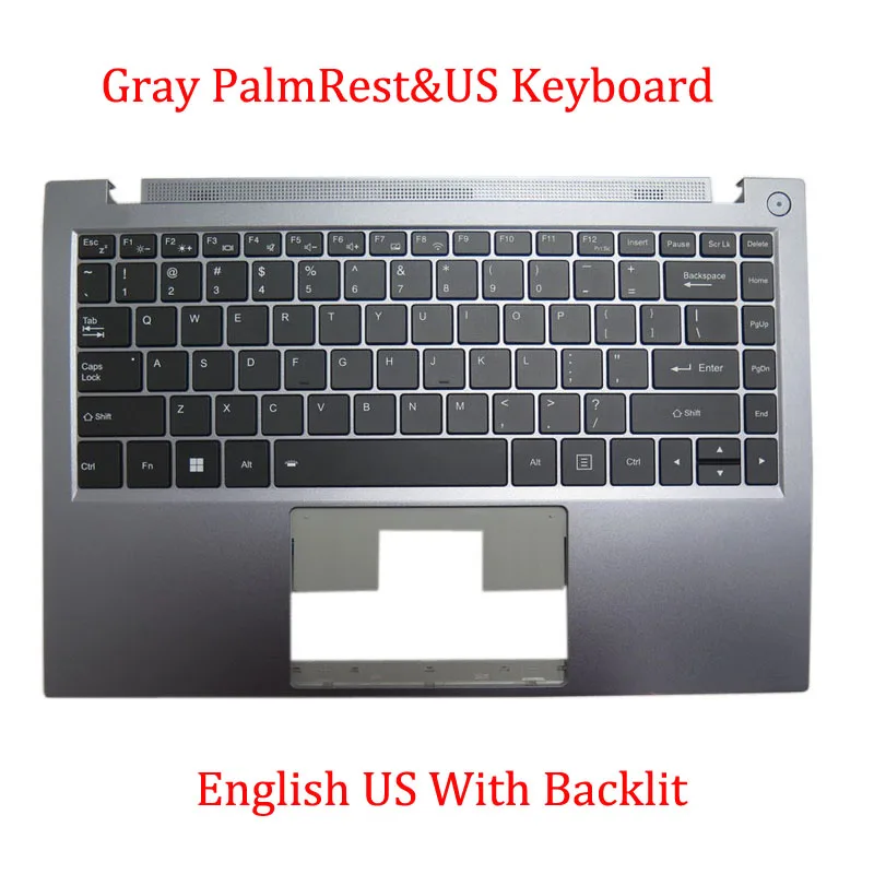 Gray PalmRest&US Keyboard For IPASON Smartbook S1 DOK-V6307A D0K-V6307A For ORBIC Original label No Touchpad With Backlit Black