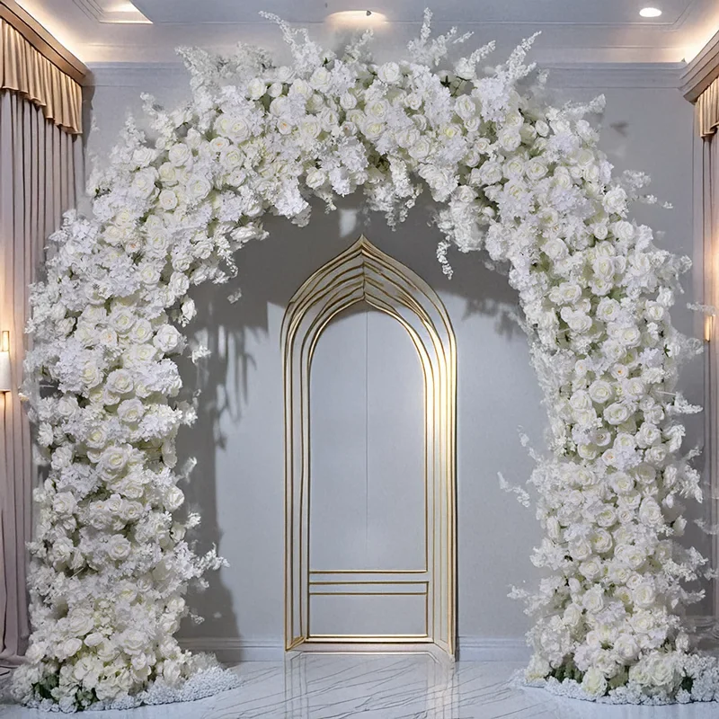 

Rose U Shaped Arch Artificial Embroidered Ball Cherry Blossom Flower Arrangement Wedding Stage Decoration Scene Arrangement