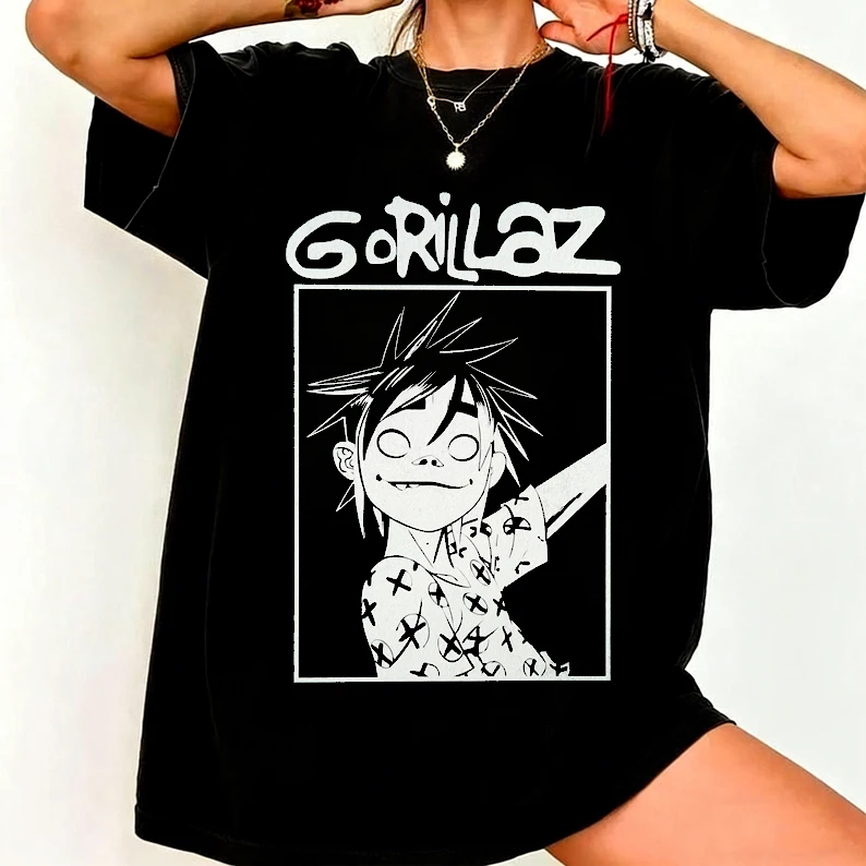 Camiseta de Manga Corta con Estampado de la Banda Gorillaz, Camiseta Alternativa de Música Electrónica EDM DJ Post Punk para Hombre y Mujer, Ropa Urbana de Verano 2026