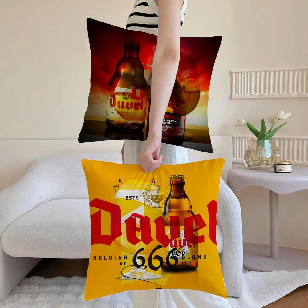 Cool Protective D-Duvel Beer Cushion Cover Anti-dustmite Pillowcase Invisible zipper silky short plush Sofa cushion cover