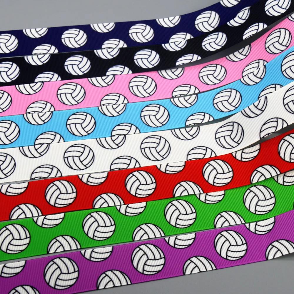 DHK 50yards Volleyball Ball Sport Printed Grosgrain Ribbon Accessories Headwear Decoration Collar DIY Sewing Craft S2455