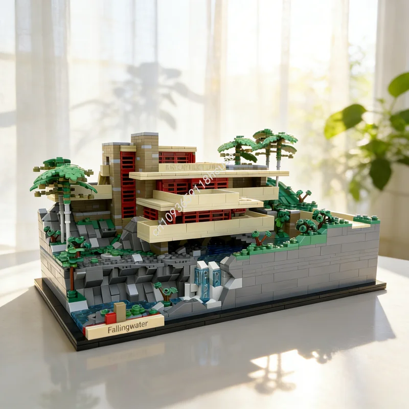 2671pcs MOC Architecture Fallingwater Upscale 1 Model Building Blocks Construction Festival Gifts Education Toys Brick Birthday