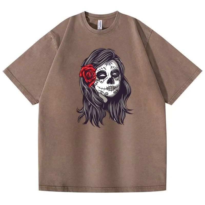 Streetstyle hoogwaardig retro puur katoenen T-shirt met korte mouwen, retro trend T-shirt, comfortabele losse top