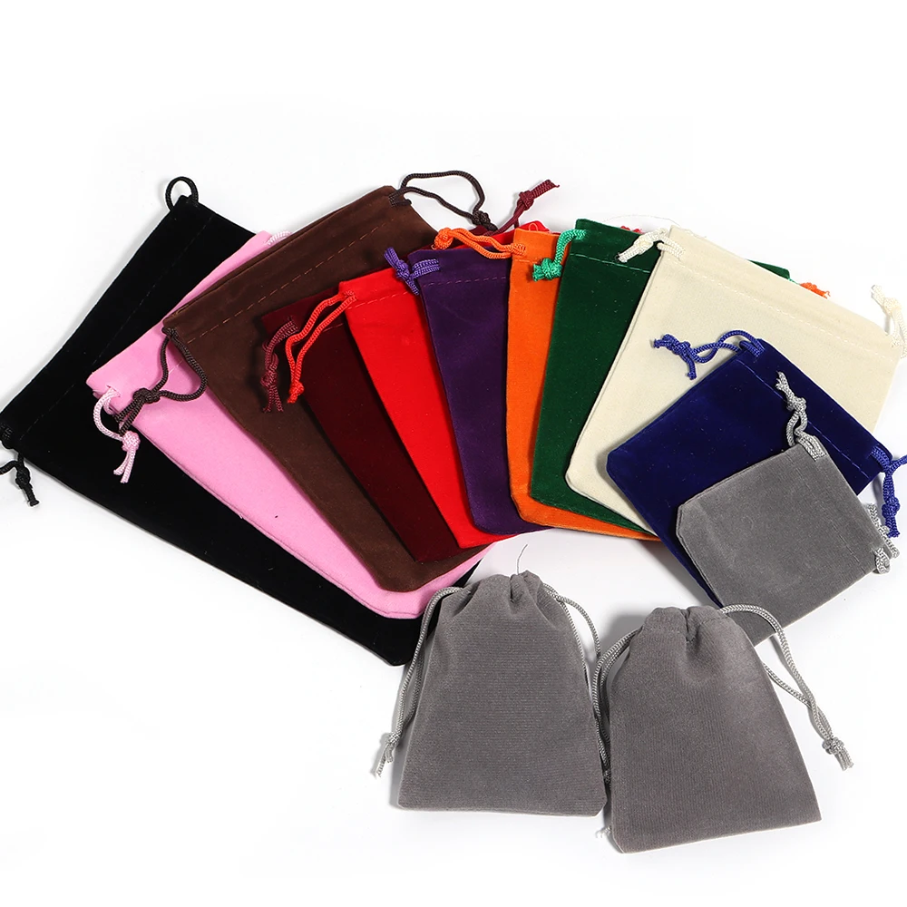 5-10pcs/lot  Multi-size Packing Sachet Color Velvet Drawstring Bag Jewelry Display Packing Bags Wedding Party Gift Pouch