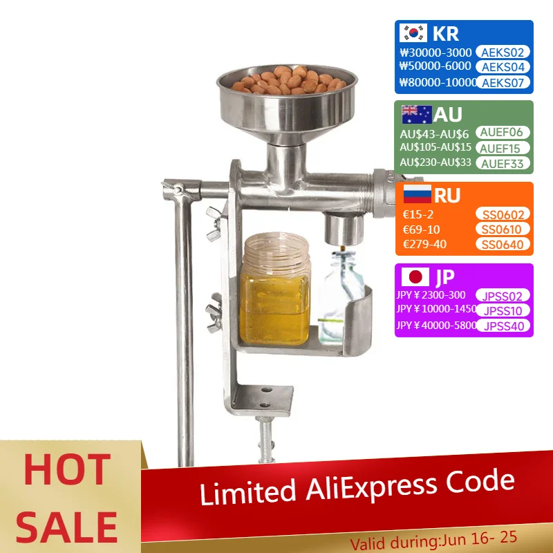 

Stainless Steel Manual Oil Presser Machine Household Rapeseed Oil Pressing Machine Vegetable Sesame Oil Extracting Machine