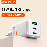 CABLETIME GaN Charger 65W Quick Charge 4.0 3.0 USB C PD Charger for Macbook Air iPhone 16 15 14 iPAD Tablet PD Fast Charger