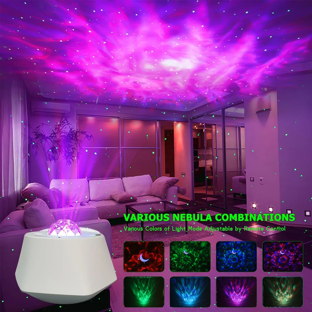 مصباح بروجيكتور ماسي من Sky Space، لون قابل للتعديل، ديكور غرفة النوم، ضوء إيقاظ مع ضوء ليلي ليزر للتحكم عن بعد