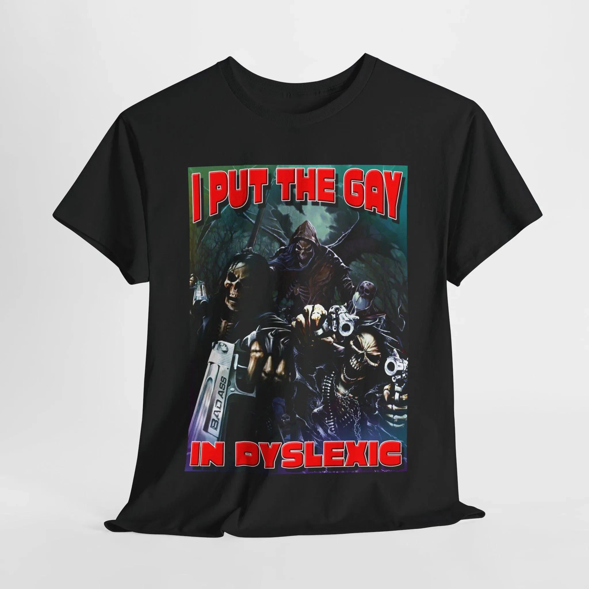 

Футболка I Put The Gay in Dyslexic Funny Skeleton Meme, мужские и женские хлопковые футболки с короткими рукавами, уличная рубашка Y2k, мужская одежда