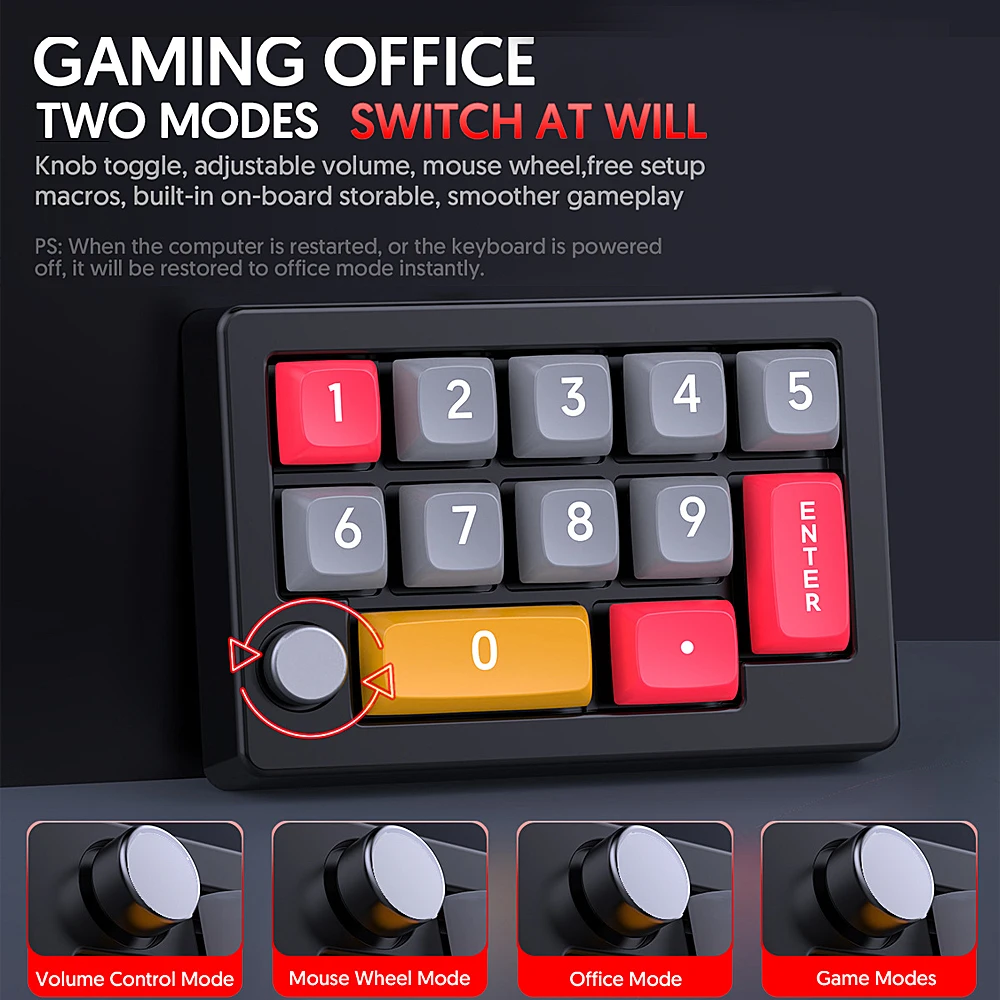 13 Key Macro Programmable Fully Hot Swappable Mechanical Switch 7 Color RGB Light Gaming Mini Keyboard