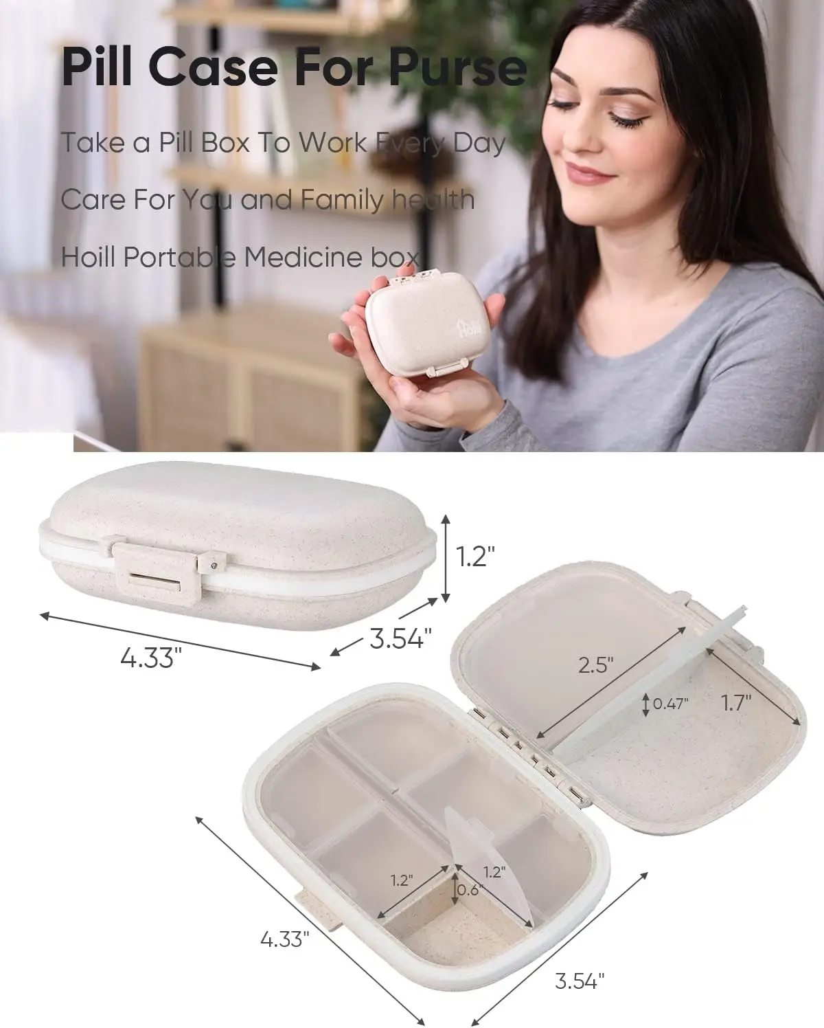 8 Compartments Container Pill Case Portable Small Weekly Travel Pill Organizer Pocket Box Medicine for Purse Vitamin Fish Oil