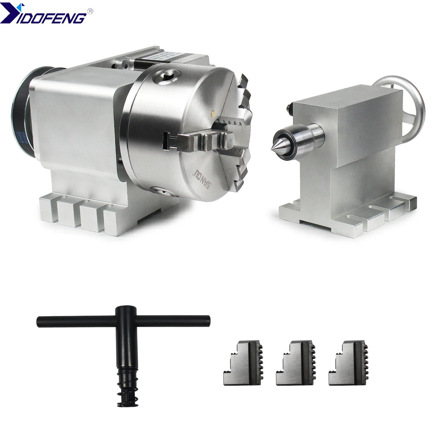 

Fourth Axis Rotation Axis 4:1 CNC Router Machine 3/4 Jaw K11/K12-130mm Chuck&Nema34 Stepper Motor&MT2 Tail Stock&Motor Driver