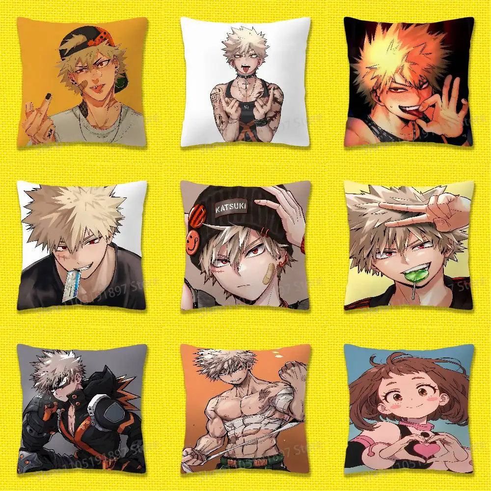 Ochaco Uraraka Katsuki Bakugo Izuku Midoriya A-Academia Throw Pillow Case For 40x40cm 45x45cm Square Office Pillowship Cover