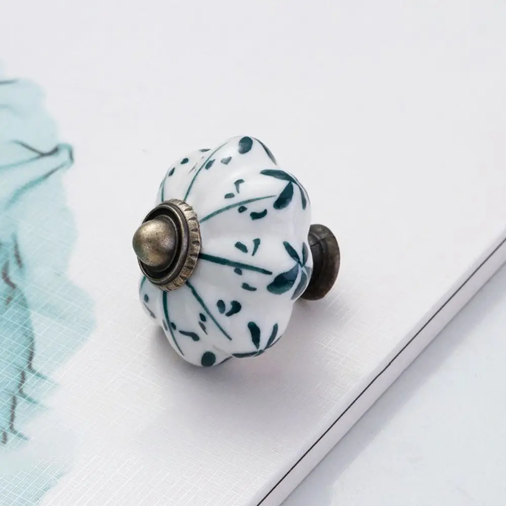

Ceramics and Alloys Pumpkin Handle Single Hole Multiple Colors Vintage Door Handle Creative Fashion Furniture Knob Cupboard