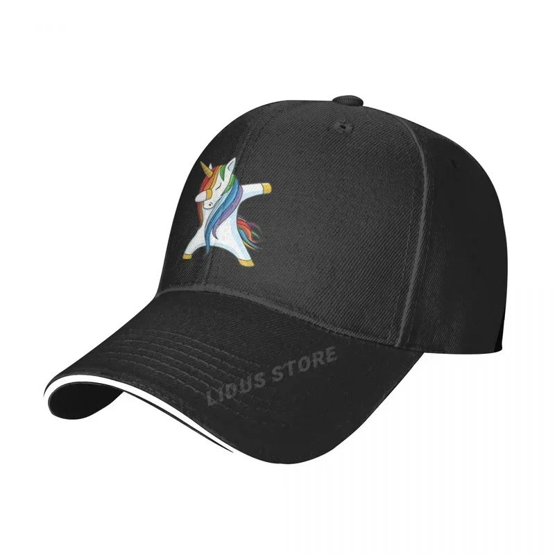 Y2K fashion dabbing men baseball cap 2022 cartoon rainbow unicorn dad hat summer hip-hop caps