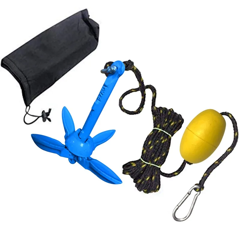 Boat Kayak Anchor Portable Folding Rab Kayak Anchor Kit with 30 Foot Boat Rope